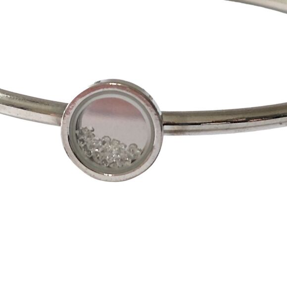 Crystal Floating Charms Locket Bracelet Bangle Silver Tone Modernist Academia. - Picture 3 of 16